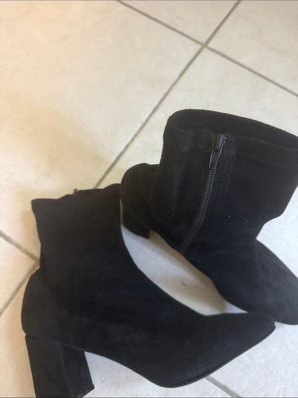 Jeffrey Campbell Black Suede Ankle Booties with Block Heel